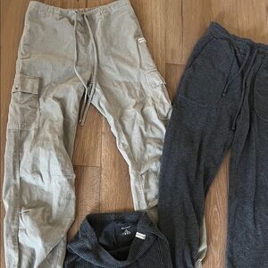 Kids/Girls Olive Cargo Sweatpants – Casual Drawstring Joggers